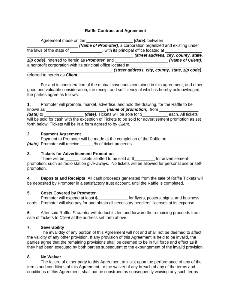 Raffle Contract and Agreement  Form