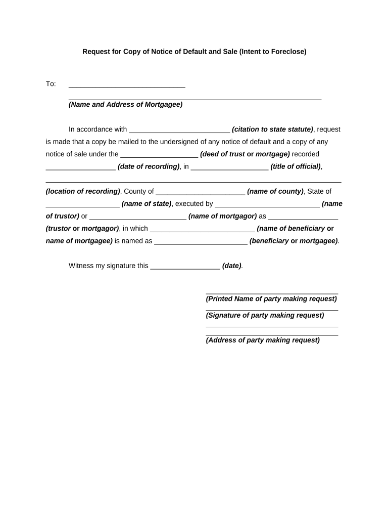 Notice Foreclose  Form