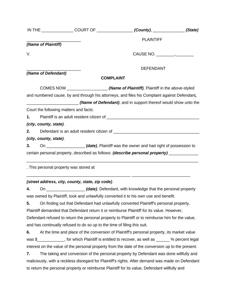 Seeking Damages  Form