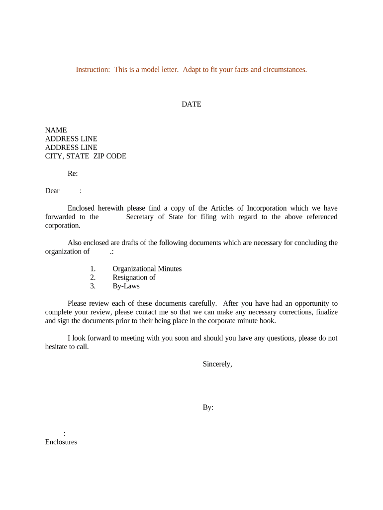 Sample Letter Incorporation  Form