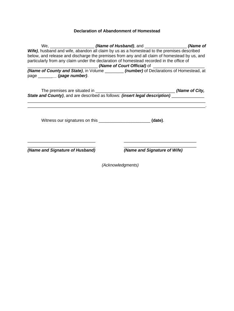 Declaration Abandonment  Form