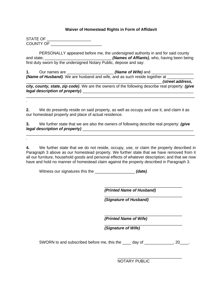 Homestead Rights  Form