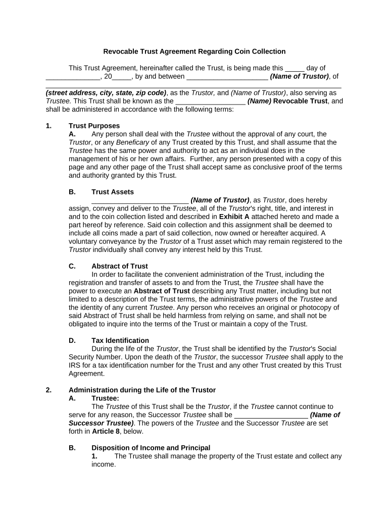 Revocable Trust Form Sample