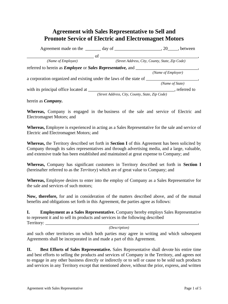 Agreement with Sales  Form