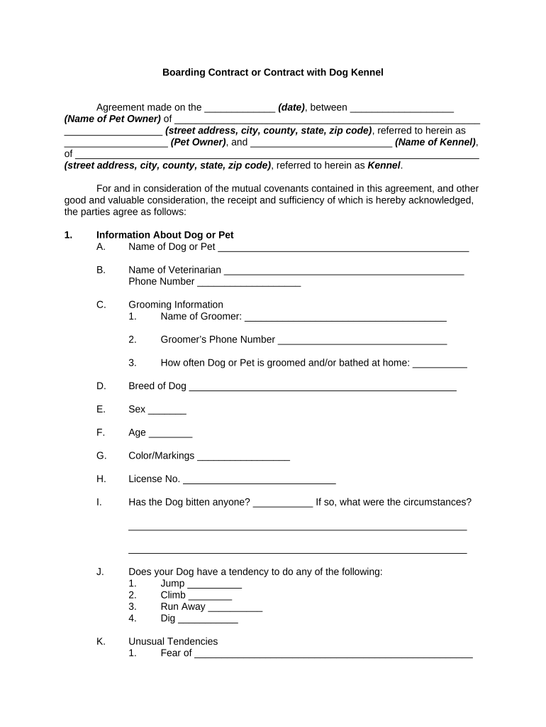 Boarding Agreement  Form