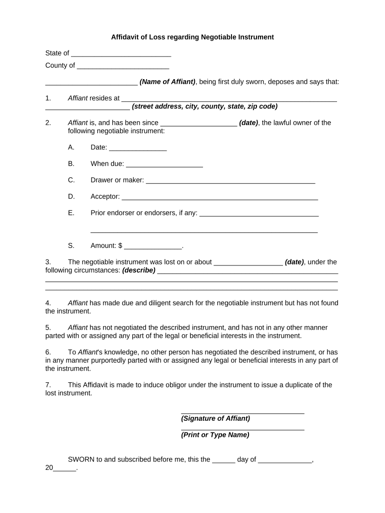 Negotiable Instrument  Form