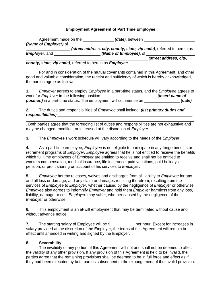 Employment Agreement Employee  Form