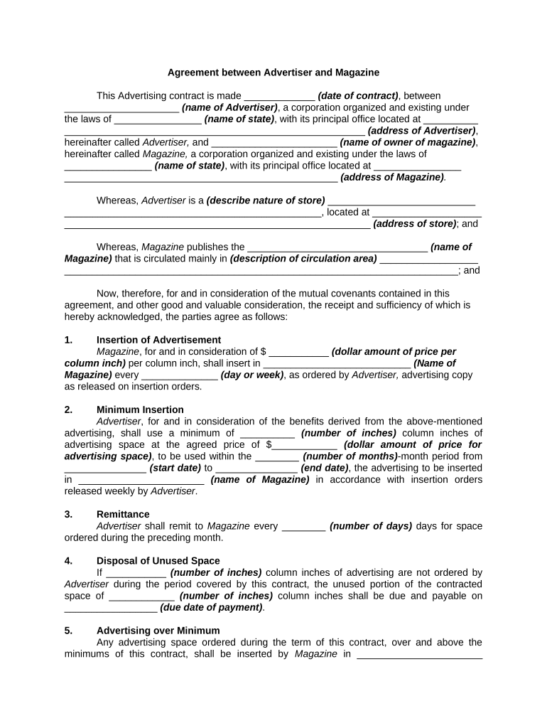 Agreement Advertiser  Form