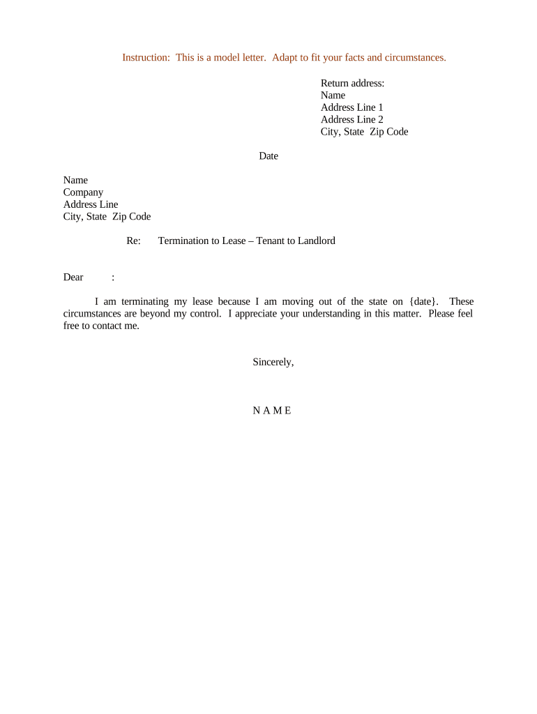 Sample Letter Landlord  Form