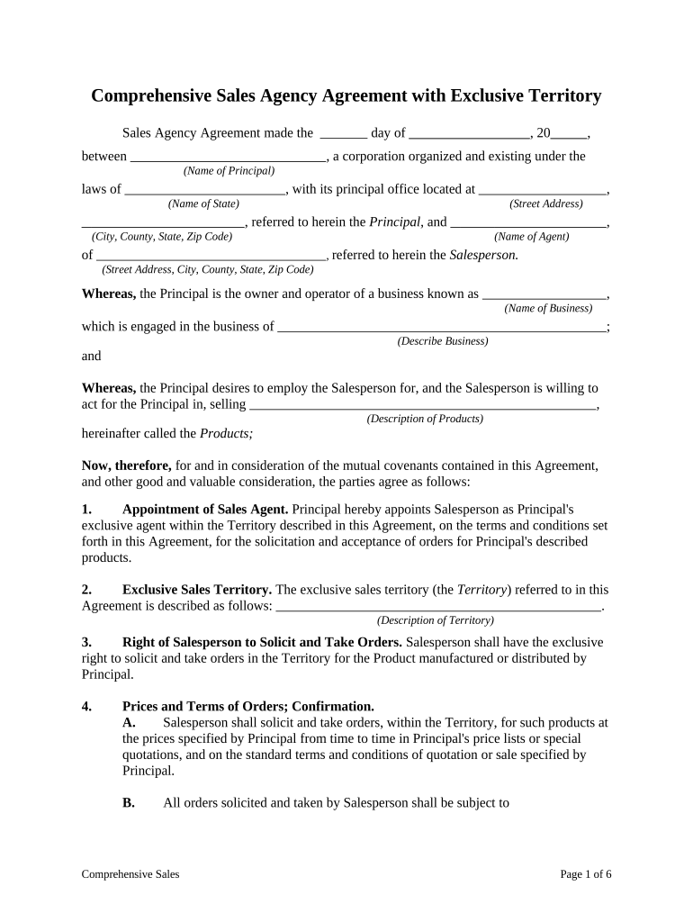 Agency Agreement Exclusive Form
