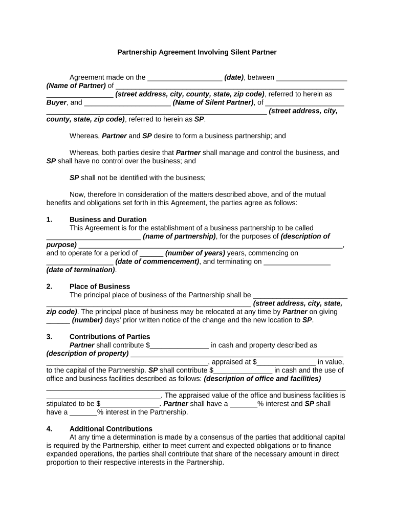 Silent Partner  Form