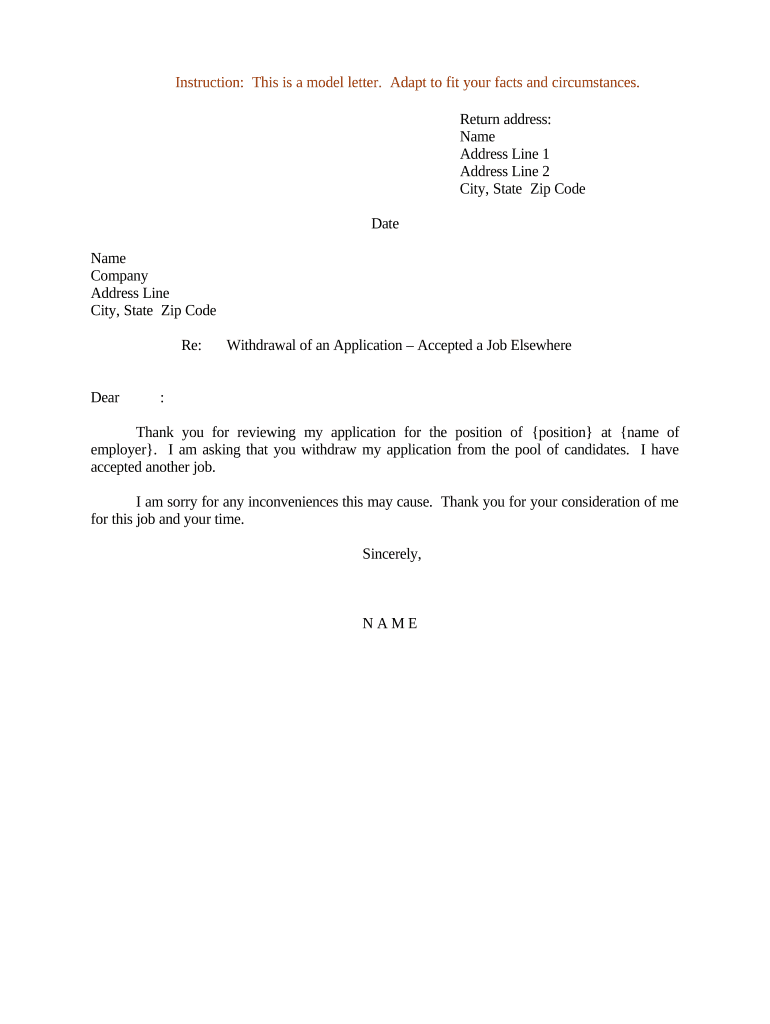 an application letter for withdrawal