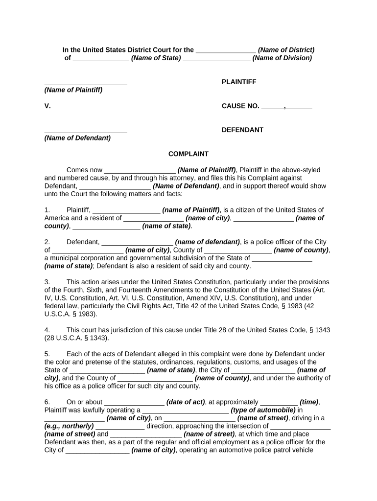 Unlawful Arrest  Form