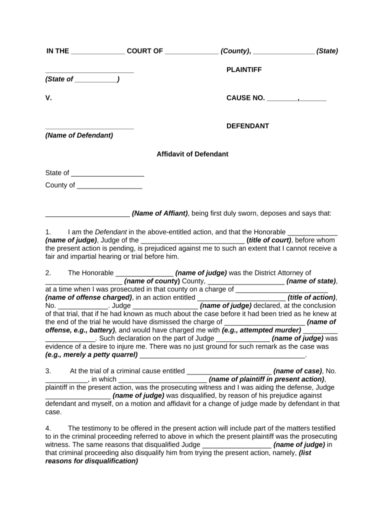 Disqualify Judge  Form