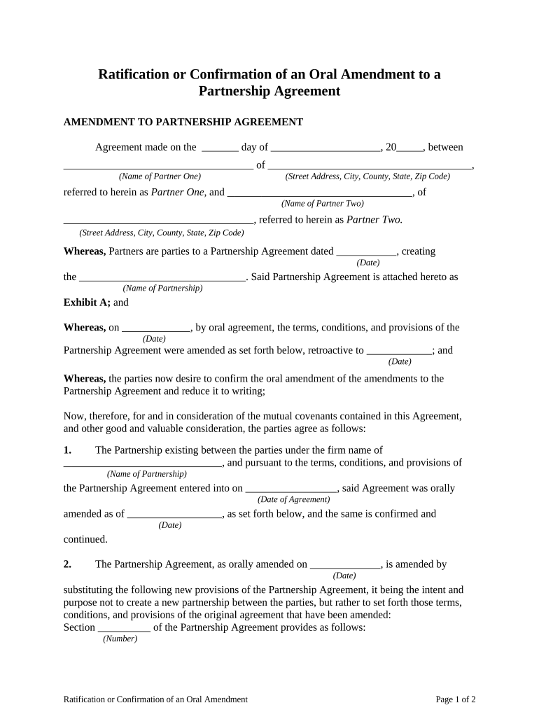 Ratification of Agreement  Form