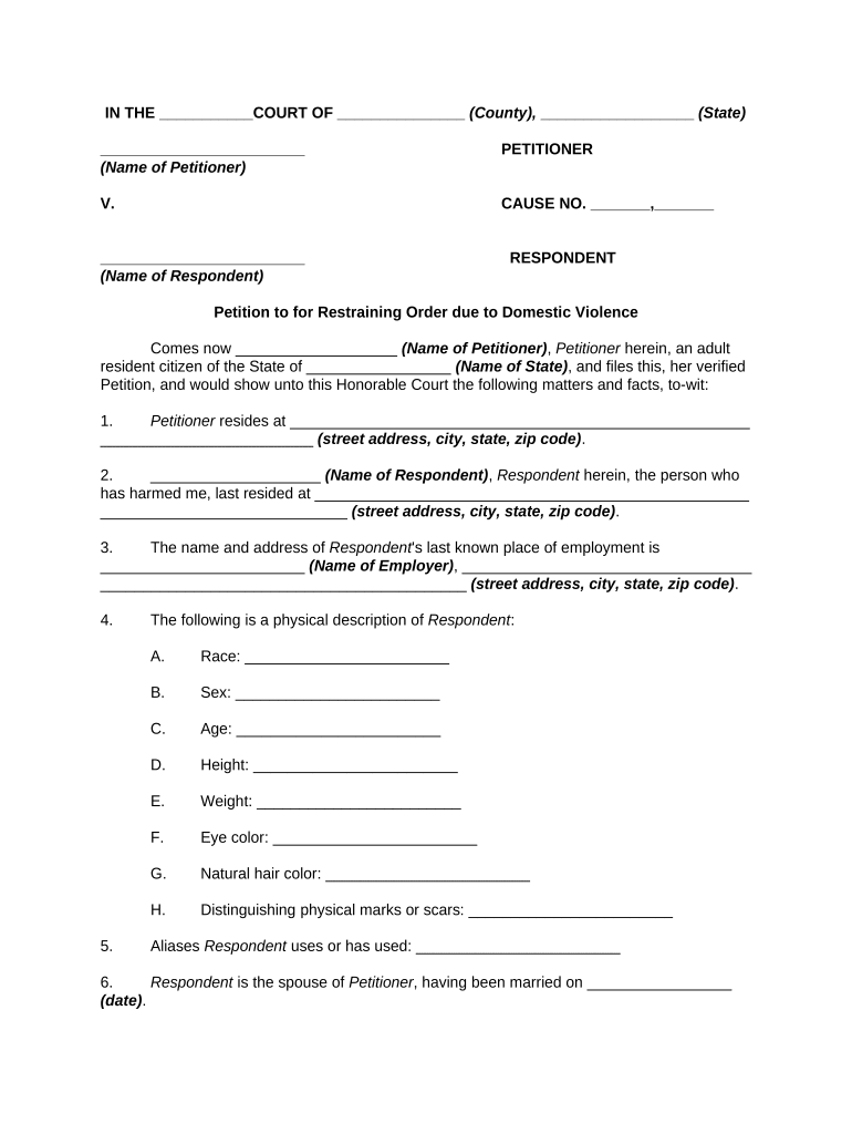 Petition Restraining  Form