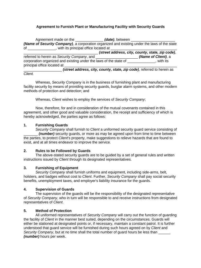 Agreement Manufacturing  Form