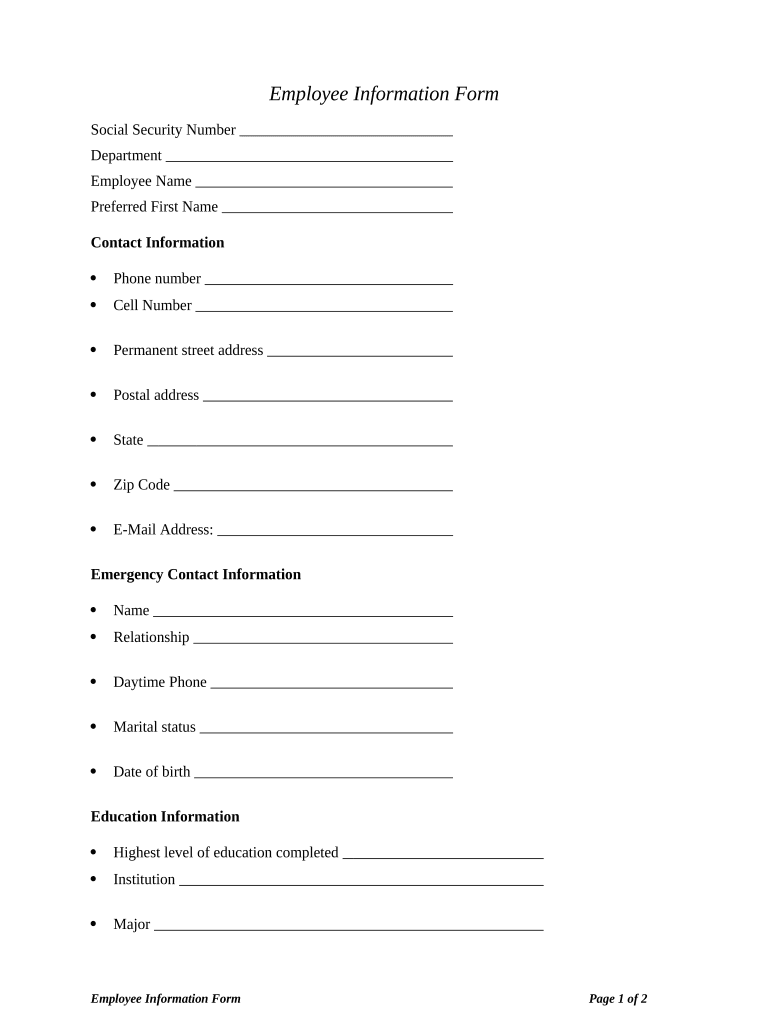 Employee Information Form