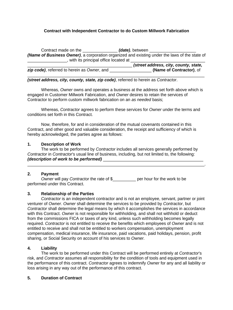 Contract with Contractor  Form