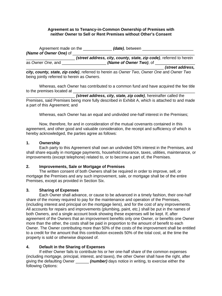 Agreement Ownership Template  Form