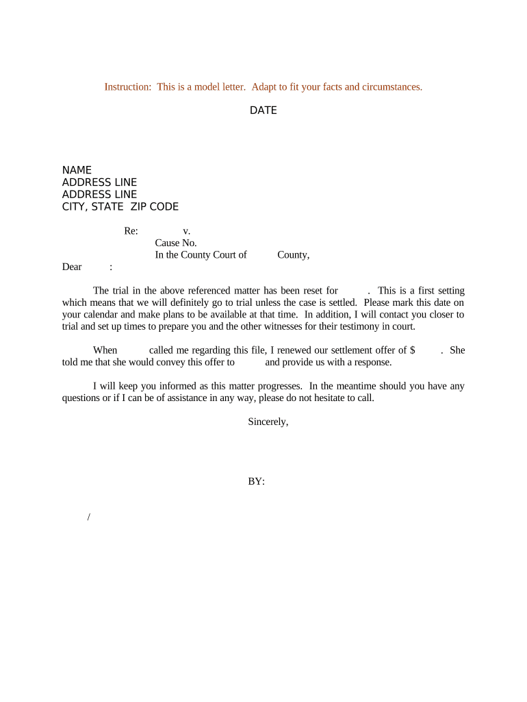 Sample Letter Trial  Form