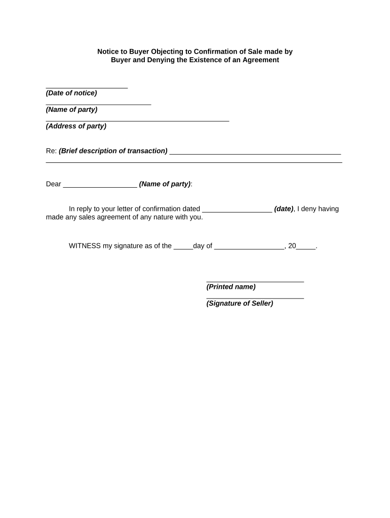 Confirmation of Agreement  Form