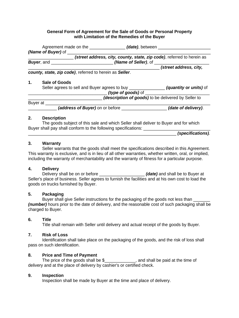 Agreement Remedies  Form