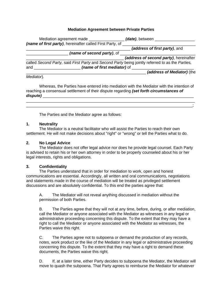 Mediation Parties  Form