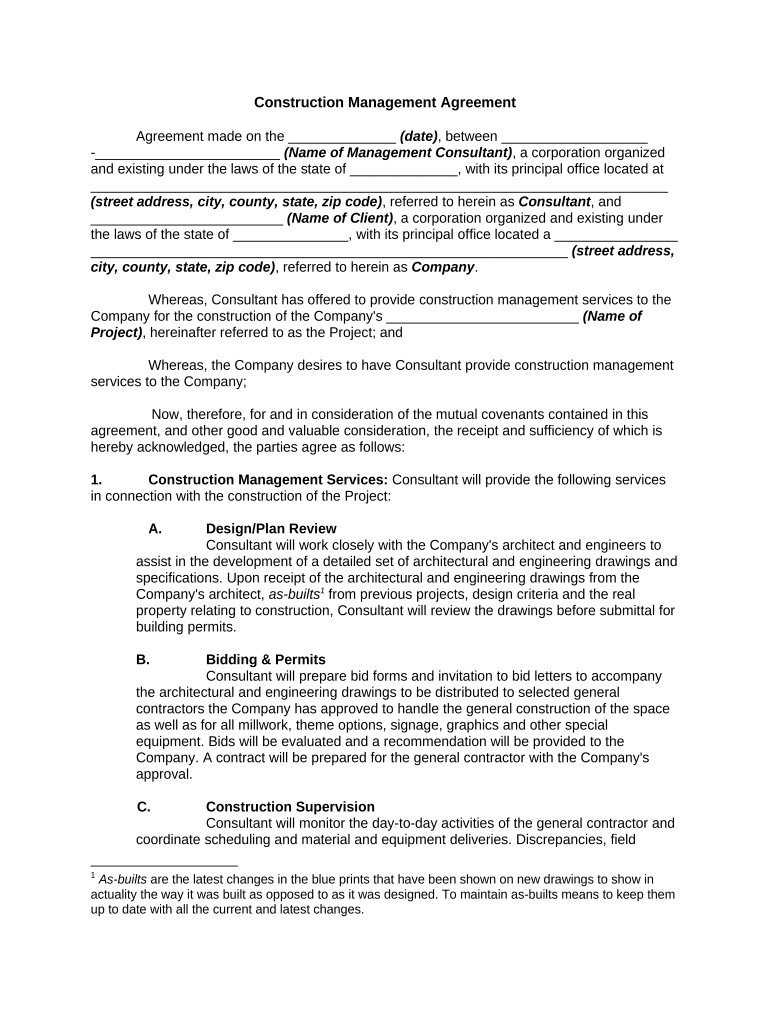 Construction Agreement Template  Form
