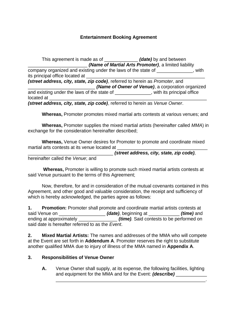 Booking Agreement  Form