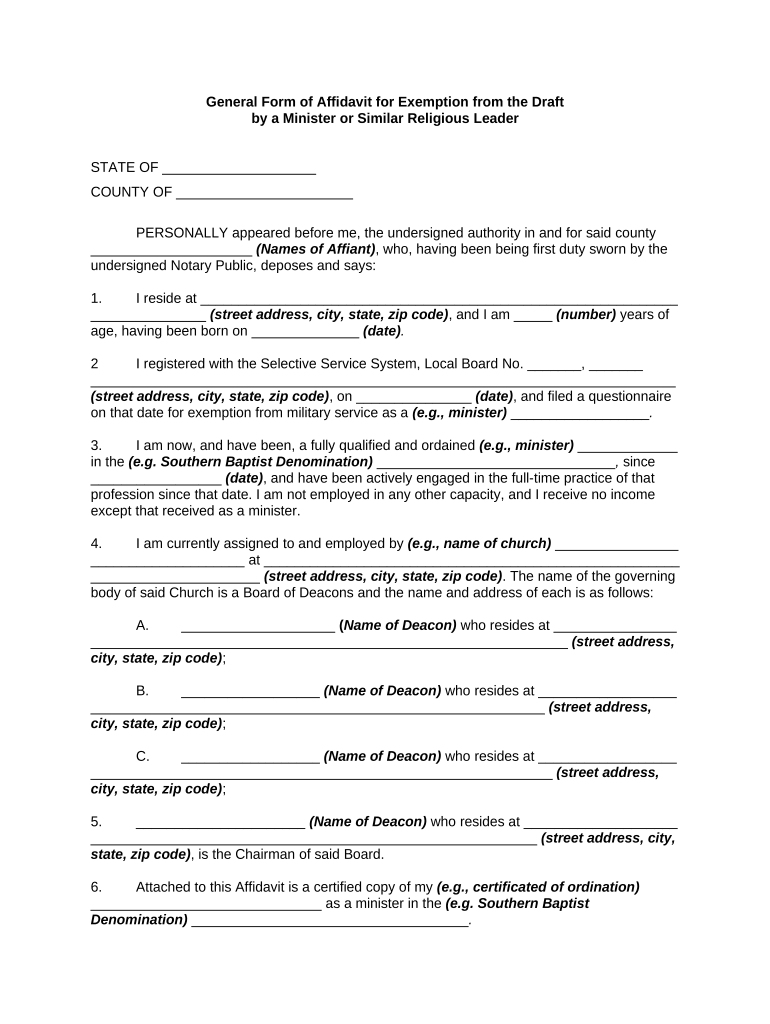 General Form Affidavit