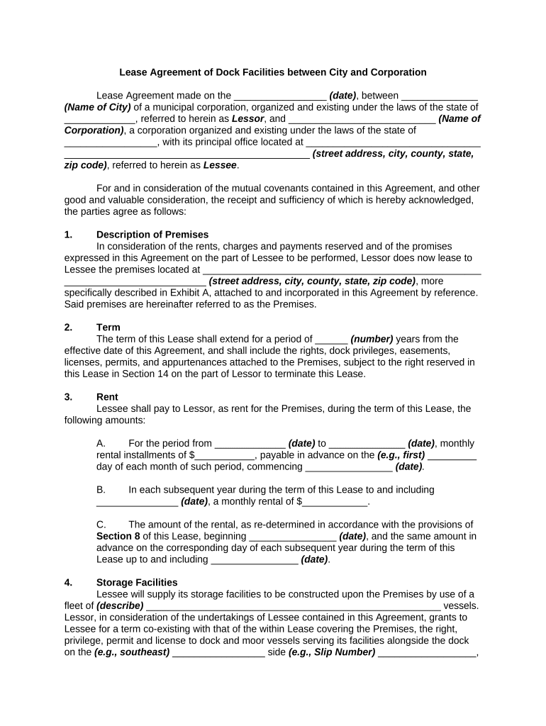 Lease Agreement City  Form