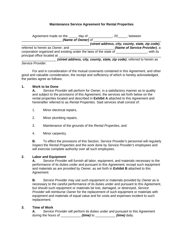 Agreement Rental Form PDF