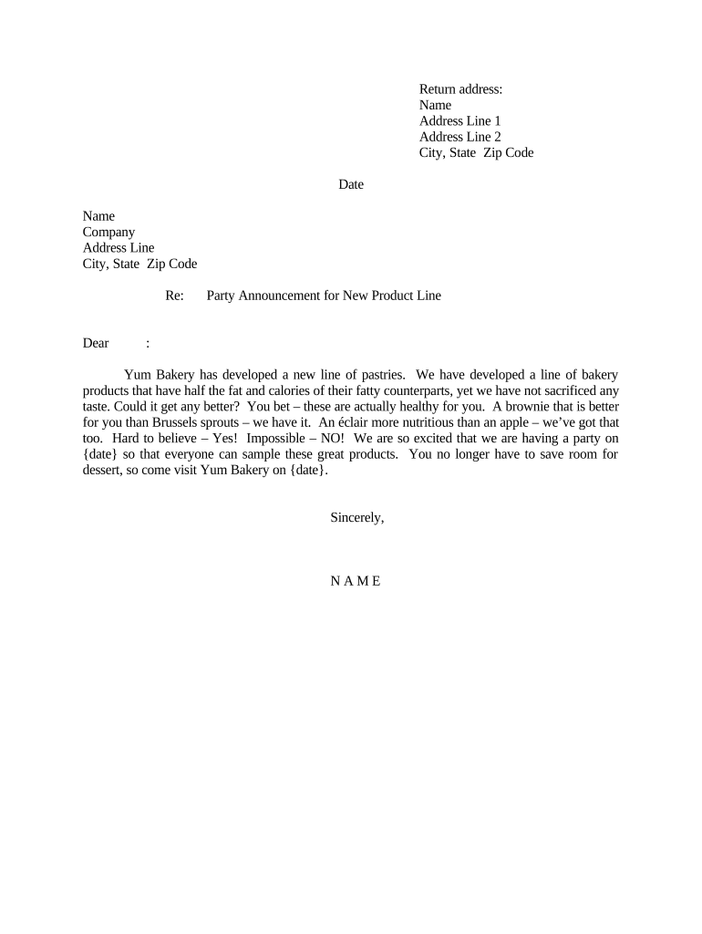 Sample Letter Announcement  Form