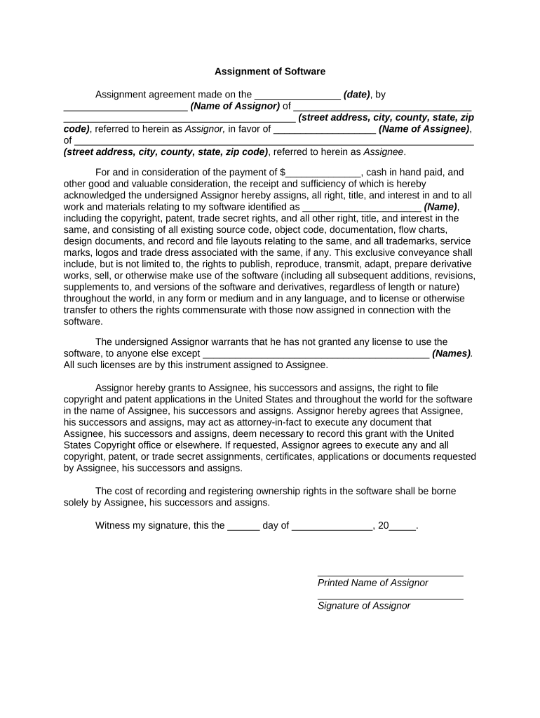Assignment of Software Form