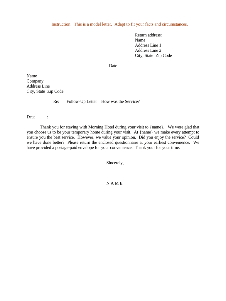 Letter Customer Follow Up  Form