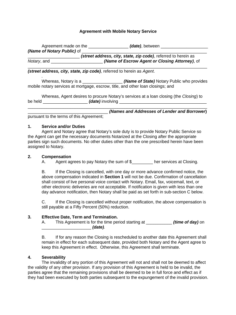 Mobile Notary  Form