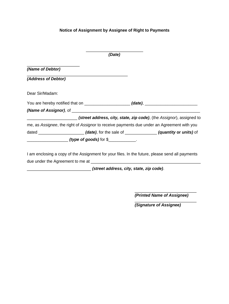 notice of assignment service