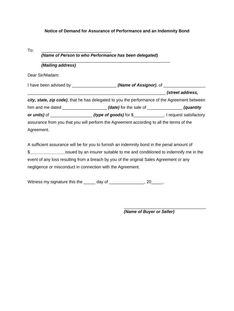 Notice Demand Bond  Form