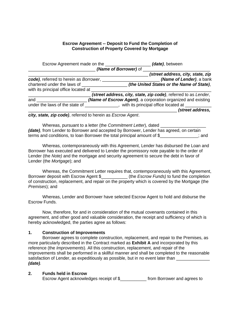 Agreement Deposit  Form