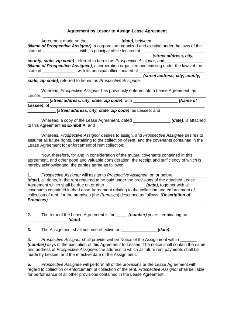 Agreement Lessor Lease  Form