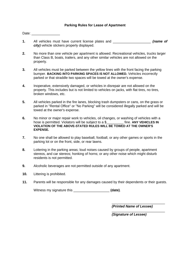 Lease Apartment  Form