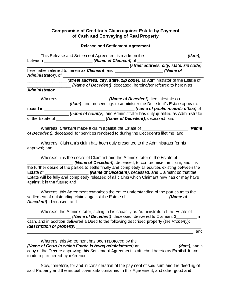 Claim Against Estate  Form