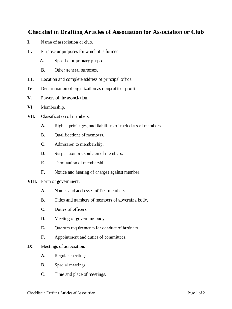 Articles Association  Form