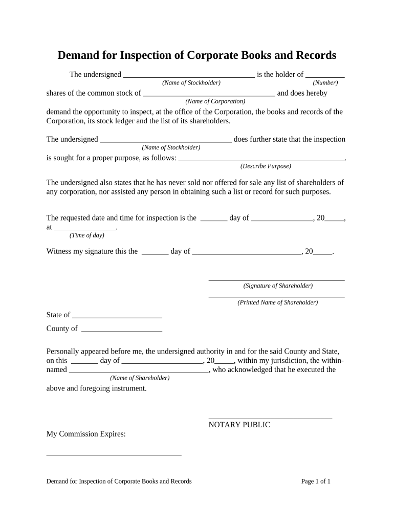 Demand Inspection  Form