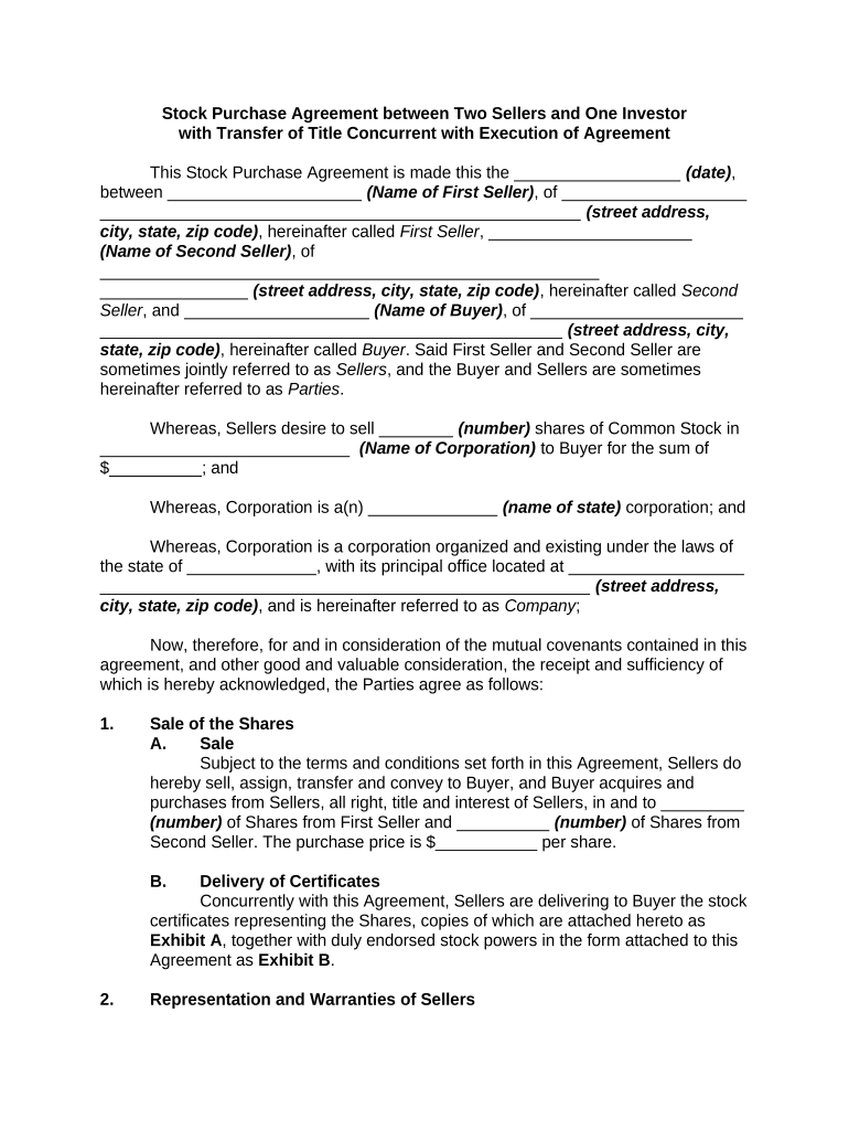 Stock Purchase Transfer  Form