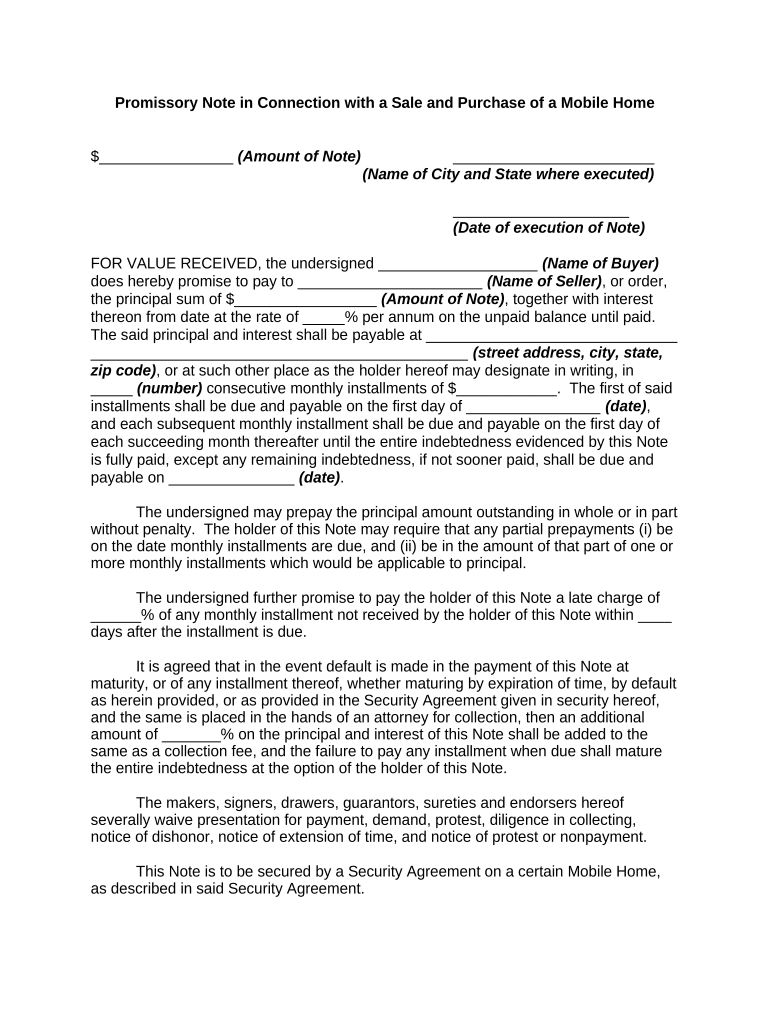 Purchase Mobile Home  Form