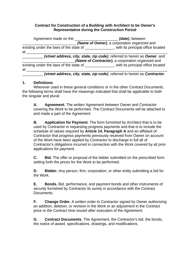 Contract of Building  Form
