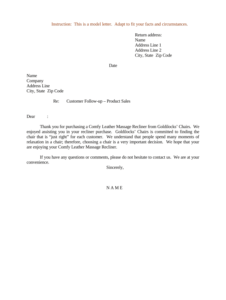 Letter Customer Follow Up Sample  Form