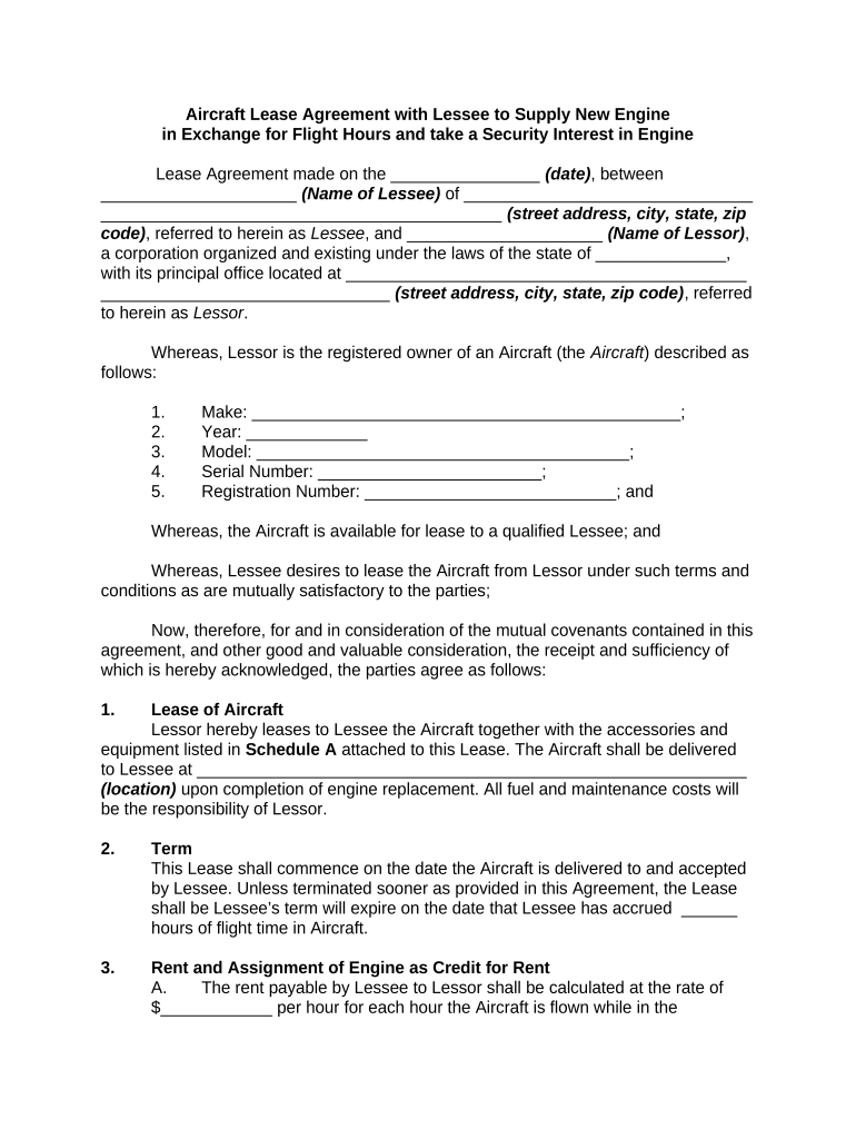 Aircraft Lease Form